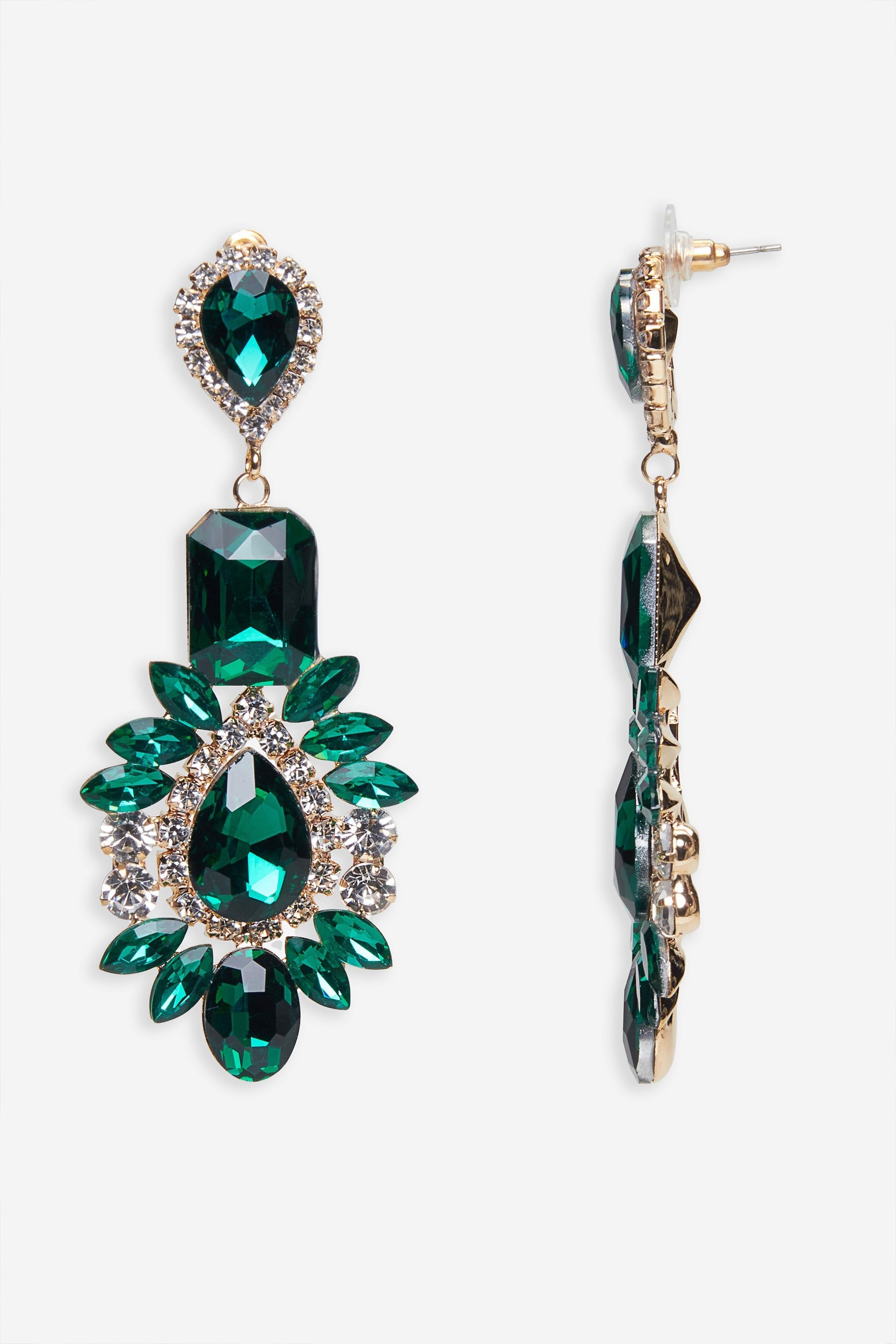 Lorna | Emerald Green Diamante Drop Earrings sold by Club L London product image thumbnail 2