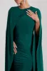 Marysol | Bottle Green Asymmetric Cape Midi Dress sold by Club L London