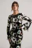 Arlitta | Black Floral Print Satin Long-Sleeve Midi Dress sold by Club L London