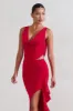 Femme Classique | Red Cowl Crop Top sold by Club L London