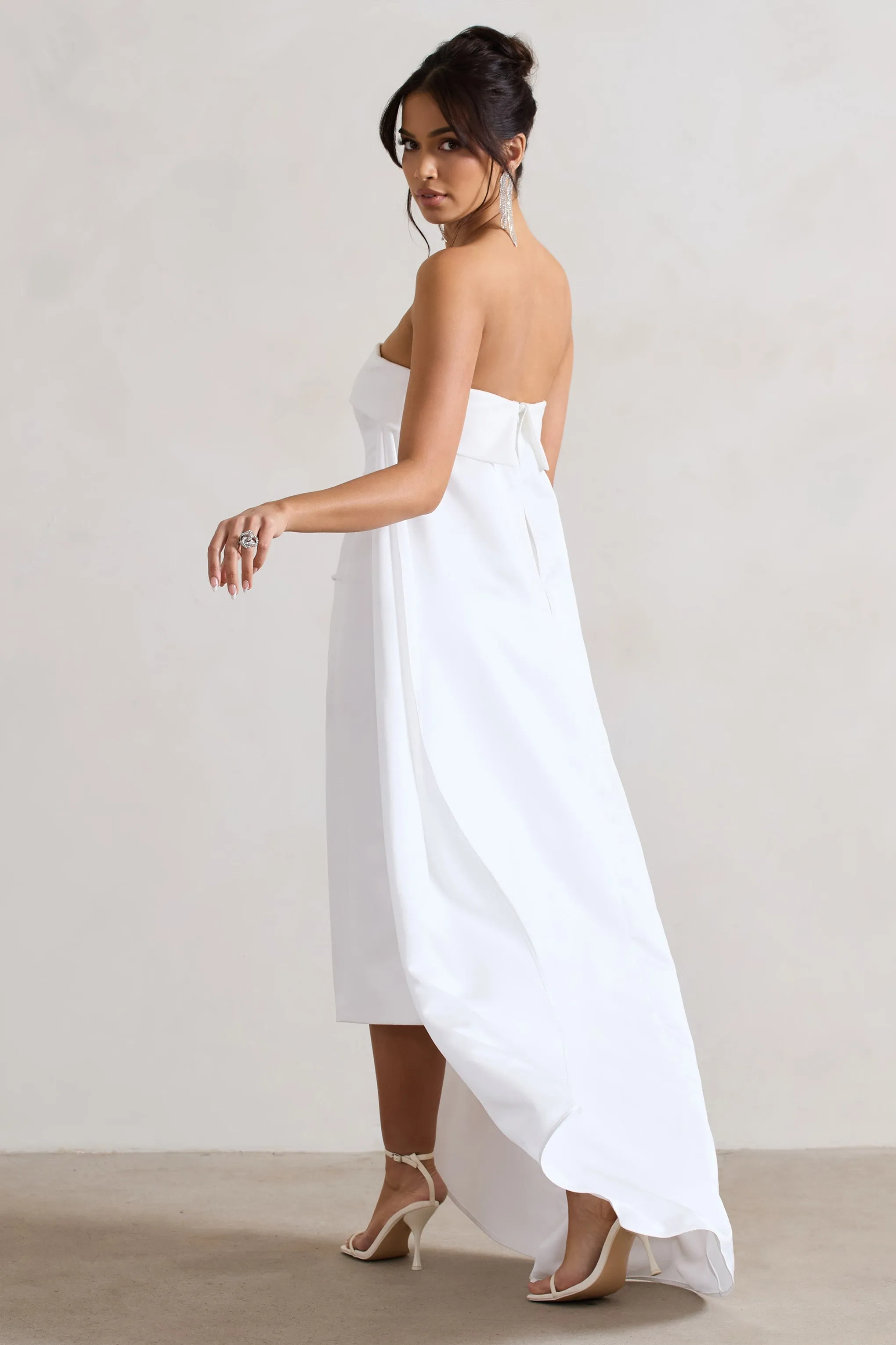 Save The Date | Cream Bandeau Midi Dress With Train sold by Club L London product image thumbnail 2