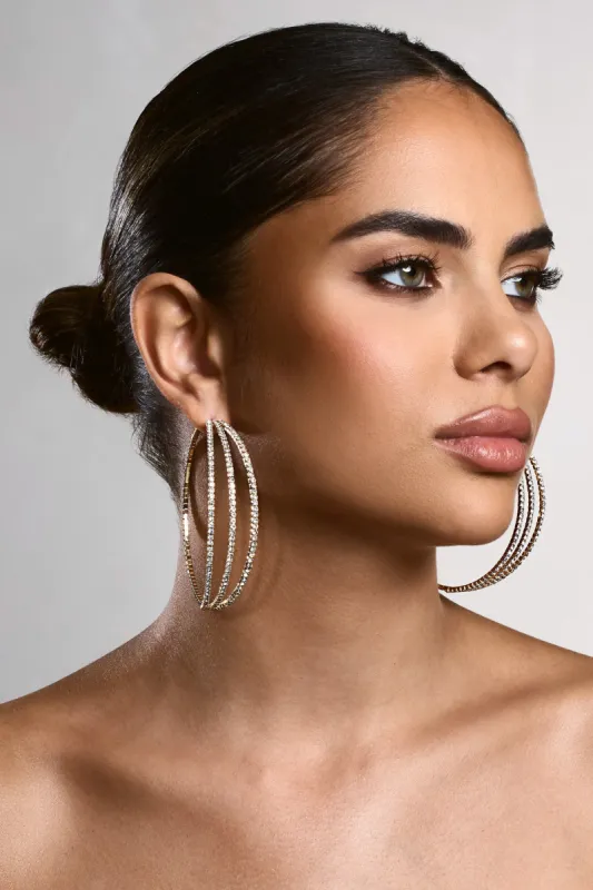 Maxie | Gold Layered Large Hoops sold by Club L London