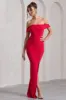 Law of Attraction | Red Bardot Draped Split Maxi Dress sold by Club L London