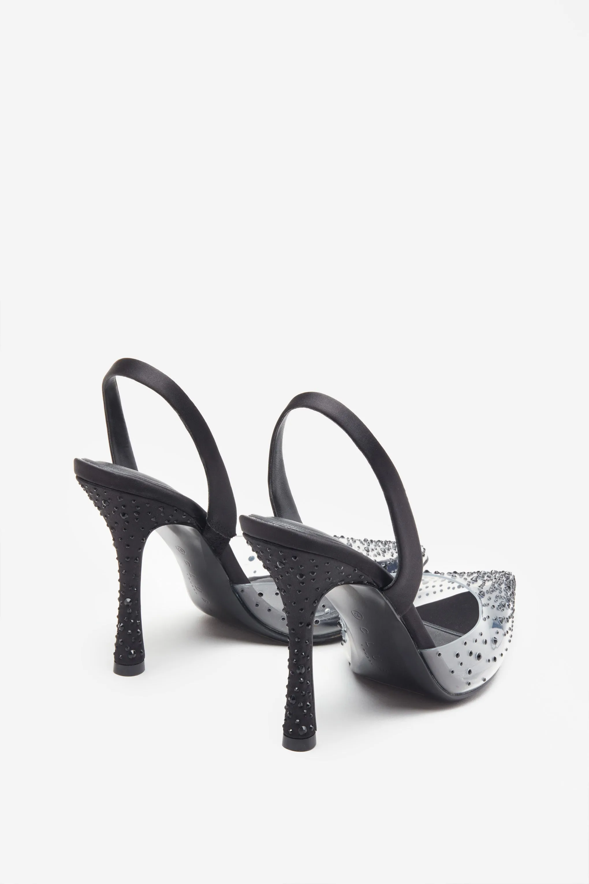 Covergirl | Black Diamante Sling Back Pointed Heels sold by Club L London product image thumbnail 3