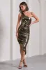 Late Night | Gold Metallic Asymmetric One-Shoulder Midi Dress sold by Club L London