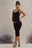 Lisbon | Black Maternity Square Neck Ruched Midi Dress sold by Club L London