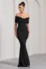 Dana | Black Bardot Maxi Dress With Short Gathered Sleeves sold by Club L London