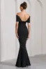 Dana | Black Bardot Maxi Dress With Short Gathered Sleeves sold by Club L London