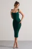 Irina | Bottle Green Cowl-Neck Bodycon Midi Dress sold by Club L London