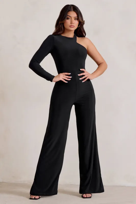 Kayla | Black Asymmetric Cut Out Jumpsuit sold by Club L London