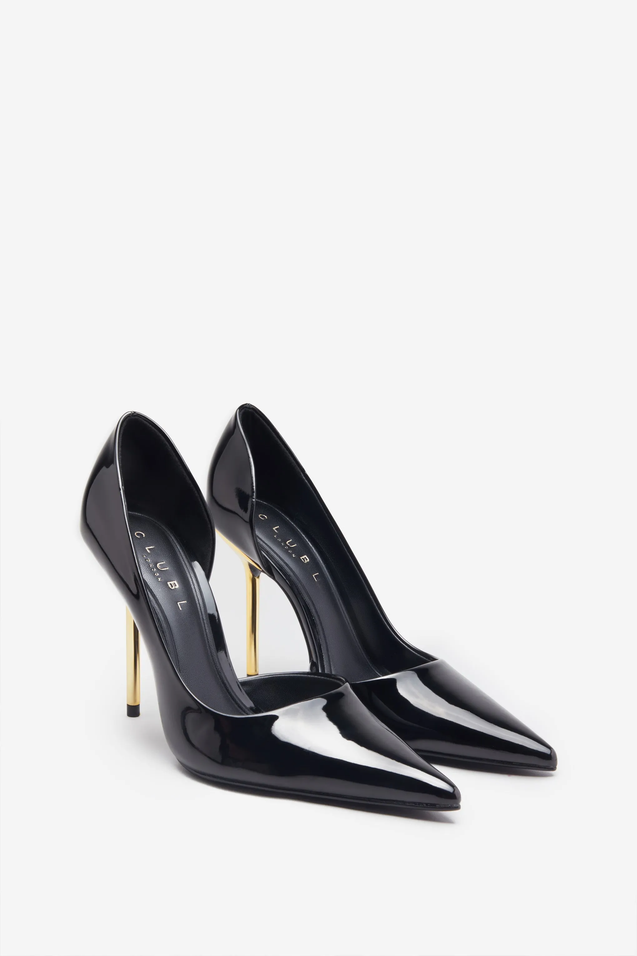 Hear Me | Black Metallic Cutaway Pointed Court Heels sold by Club L London product image thumbnail 2