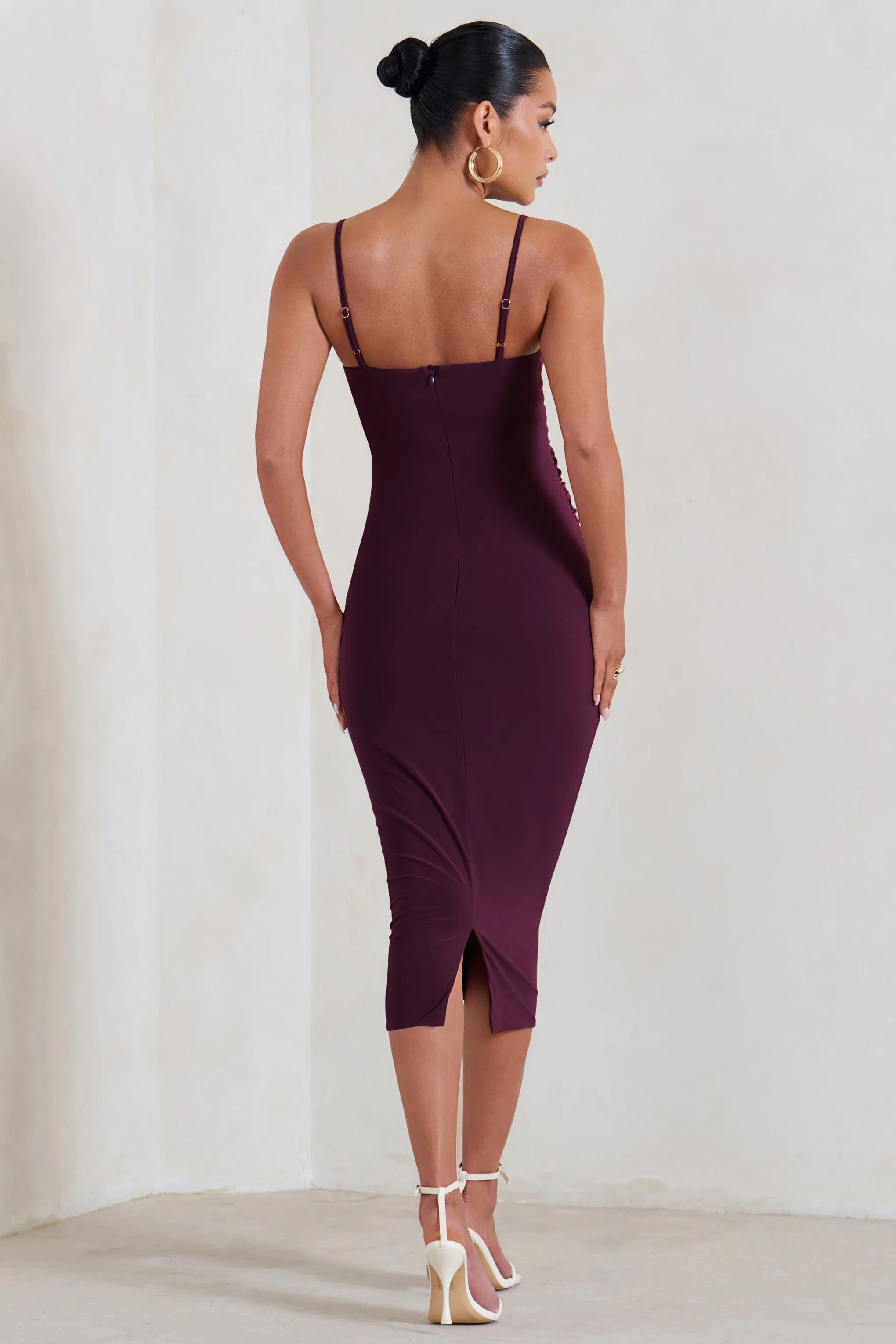 Raquel | Plum Maternity Cami Midi Dress With Split sold by Club L London product image thumbnail 2