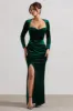 Fay | Bottle Green Velvet Corset Style Knot Maxi Dress sold by Club L London