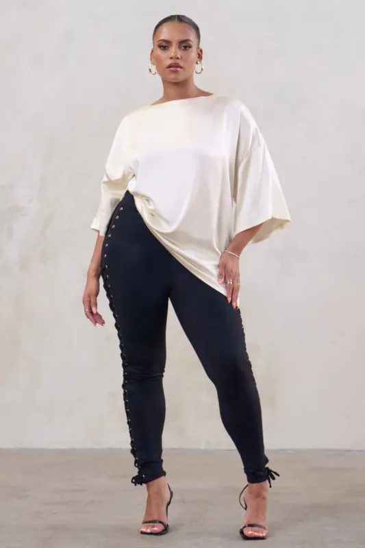 Day Dreaming | Off White Satin Relaxed Tee sold by Club L London
