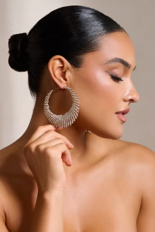 Saskia | Gold Diamante Hoop Earrings sold by Club L London