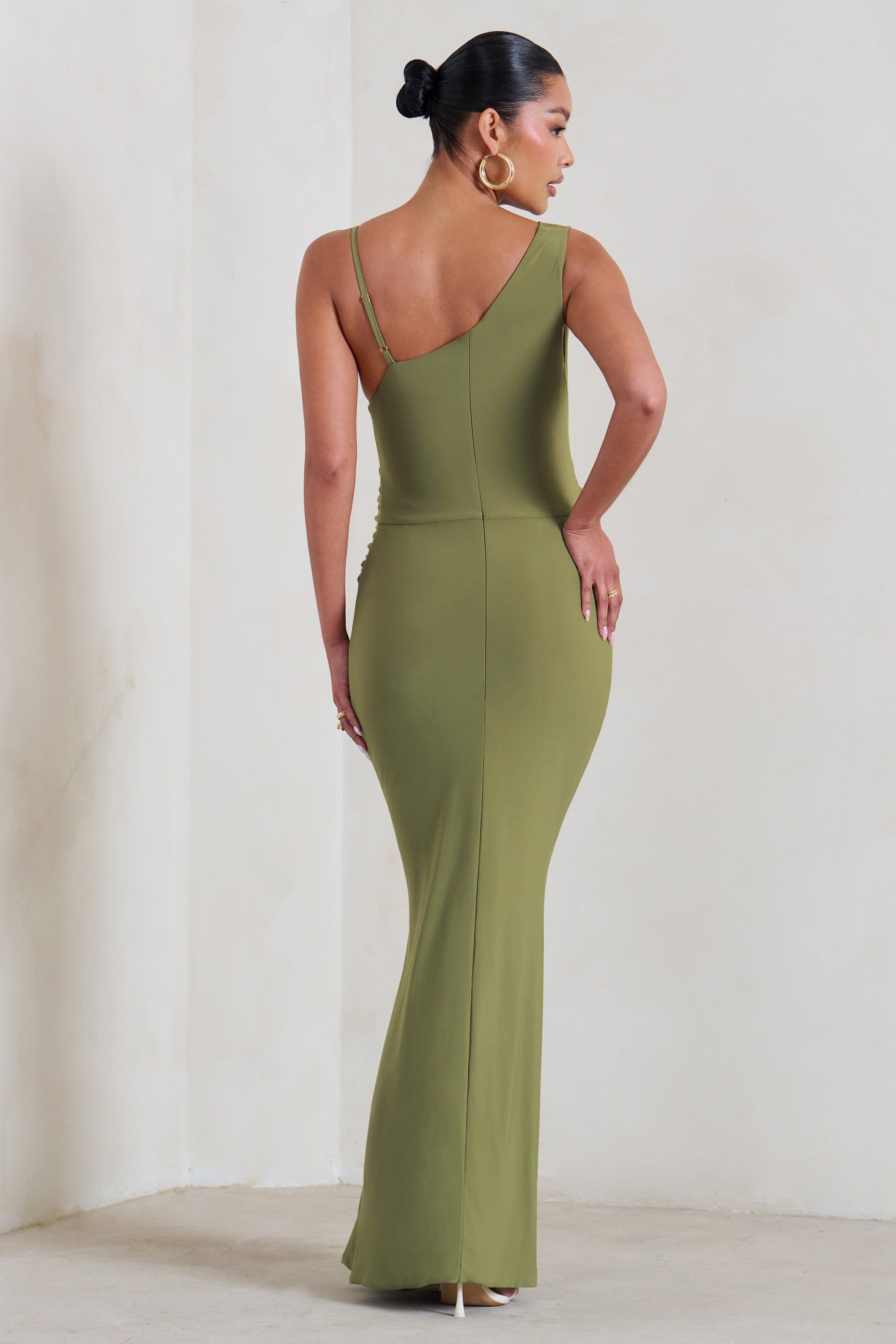Phantasy | Olive Green Maternity Cowl Neck Maxi Dress sold by Club L London product image thumbnail 2