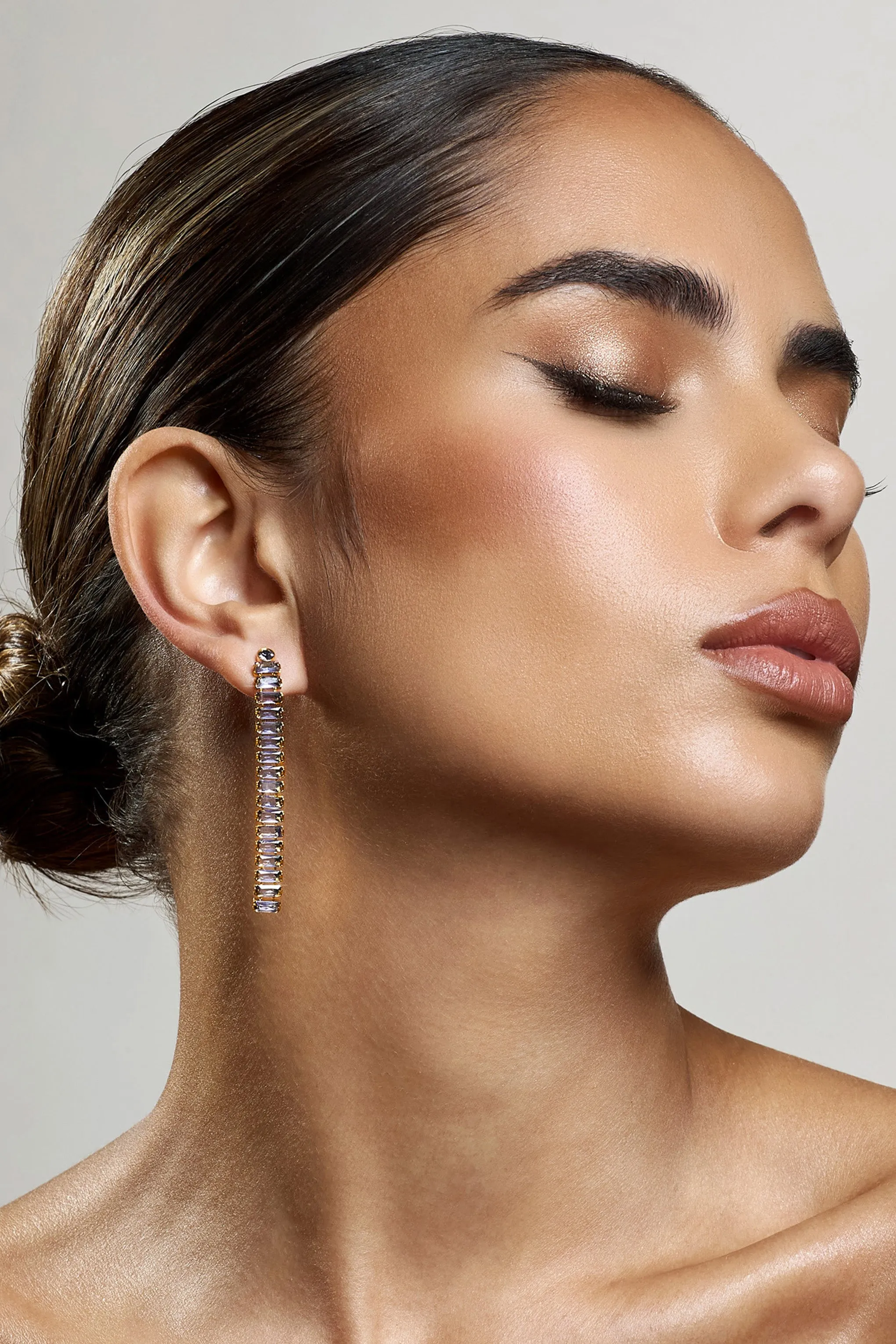 Rosita | Purple Diamante Tassel Earrings sold by Club L London product image thumbnail 2