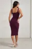 Lisbon | Plum Square Neck Ruched Midi Dress sold by Club L London
