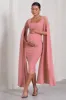 Flawless | Blush Pink Maternity Square Neck Midi Dress With Cape Sleeves sold by Club L London