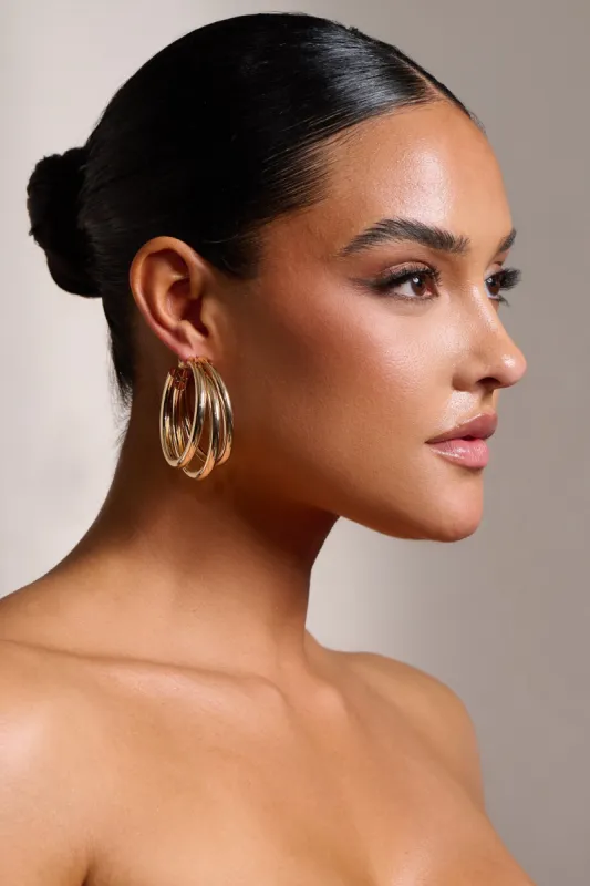 Brodie | Gold Chunky Hoop Earrings sold by Club L London