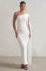 Dominique | White One Shoulder Cape Sleeve Bodycon Maxi Dress sold by Club L London