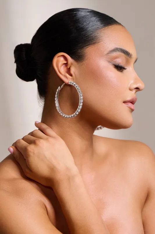 Grace | Silver Chunky Diamante Hoop sold by Club L London