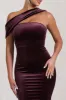 Candela | Port Velvet Asymmetric Bardot Maxi Dress sold by Club L London