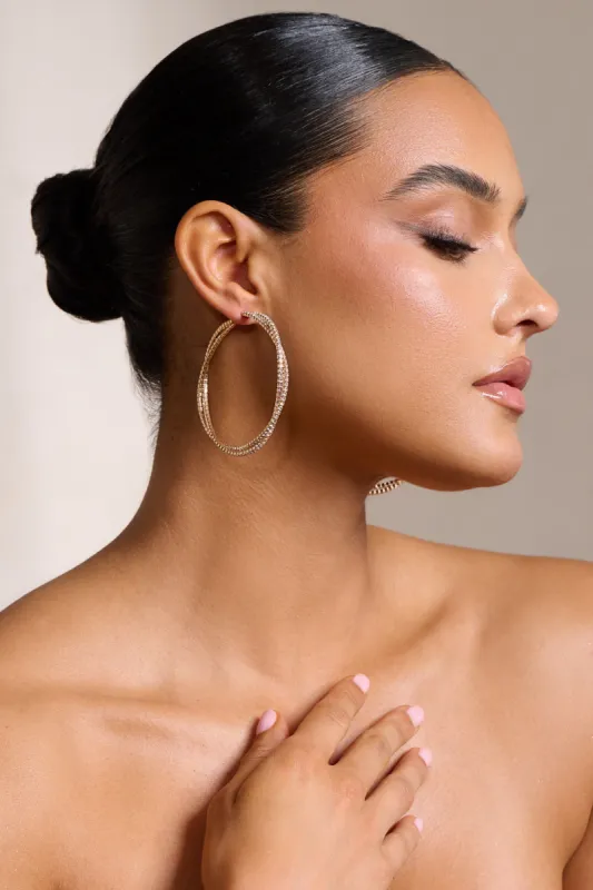 Lila | Gold Twisted Large Hoops sold by Club L London