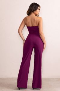 Darya | Wine Bandeau Wide Leg Jumpsuit sold by Club L London