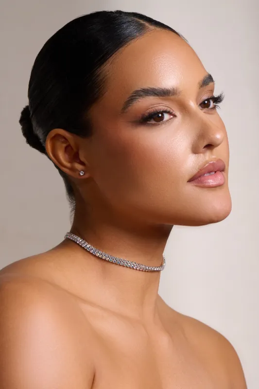 Raffie | Silver Diamante Necklace sold by Club L London