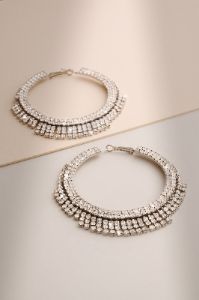 Niamh | Silver Diamante Hoop Earrings sold by Club L London