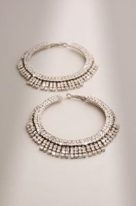 Niamh | Silver Diamante Hoop Earrings sold by Club L London