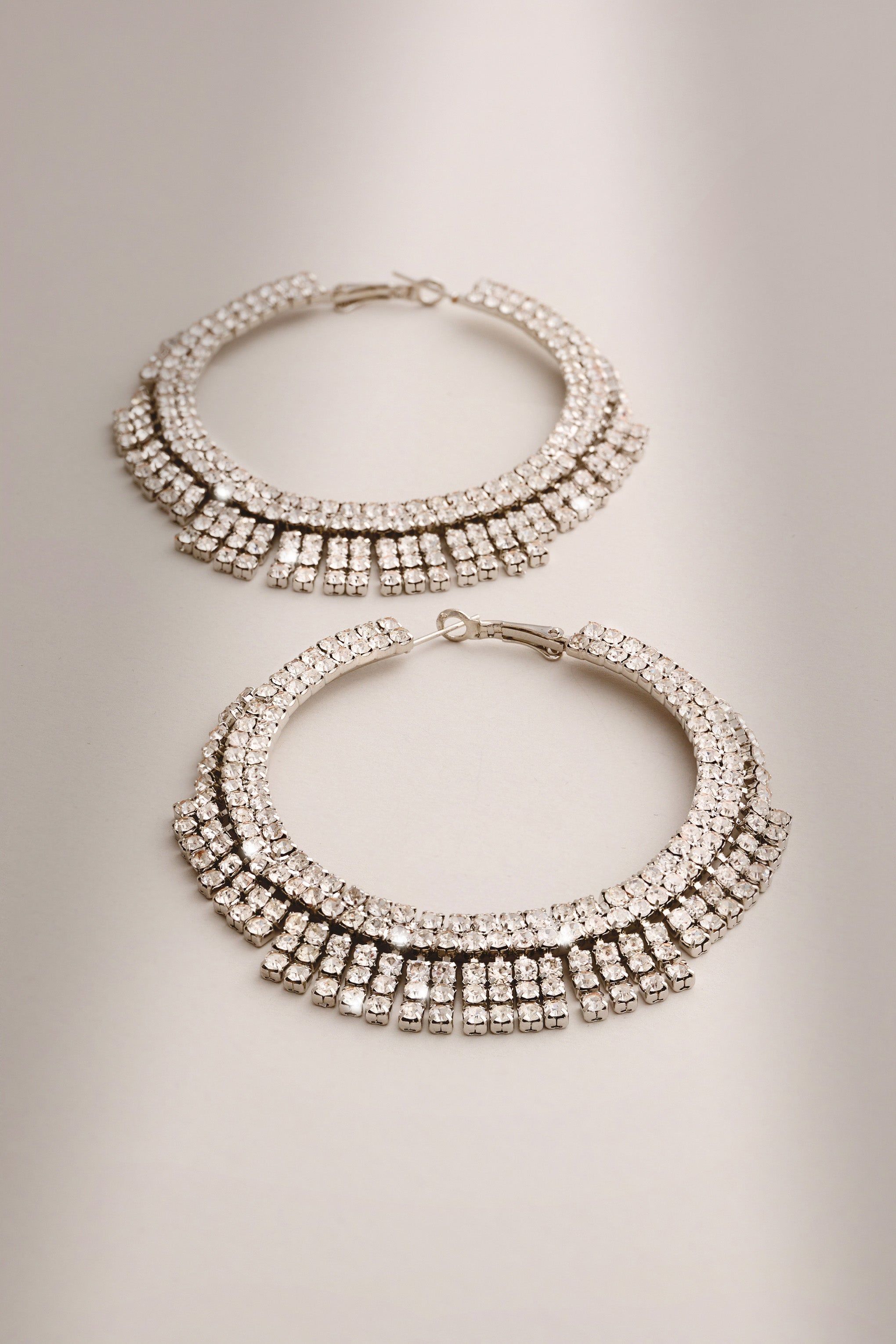 Niamh | Silver Diamante Hoop Earrings sold by Club L London product image thumbnail 4
