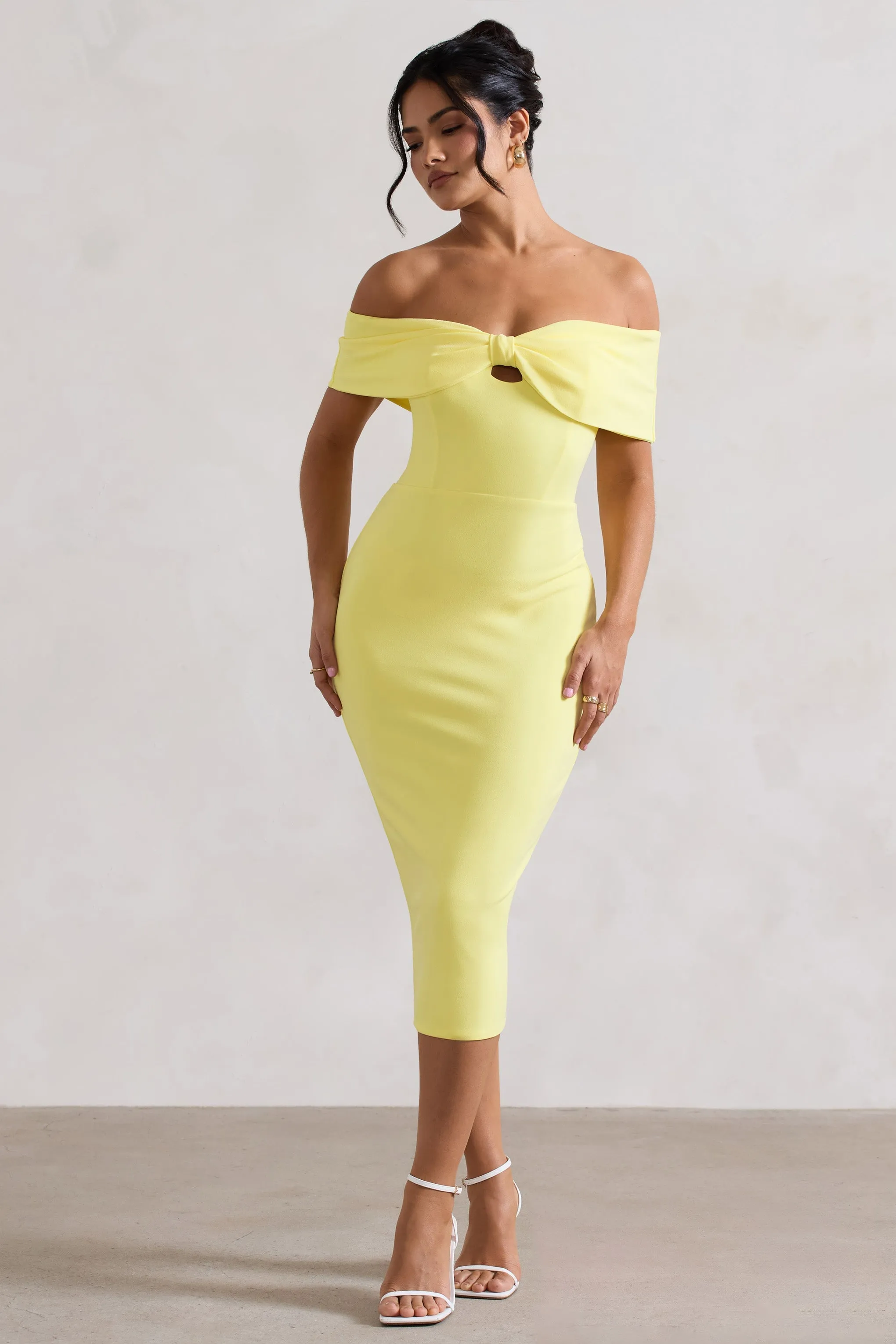 Hope | Lemon Bow Bardot Midi Dress sold by Club L London product image thumbnail 5