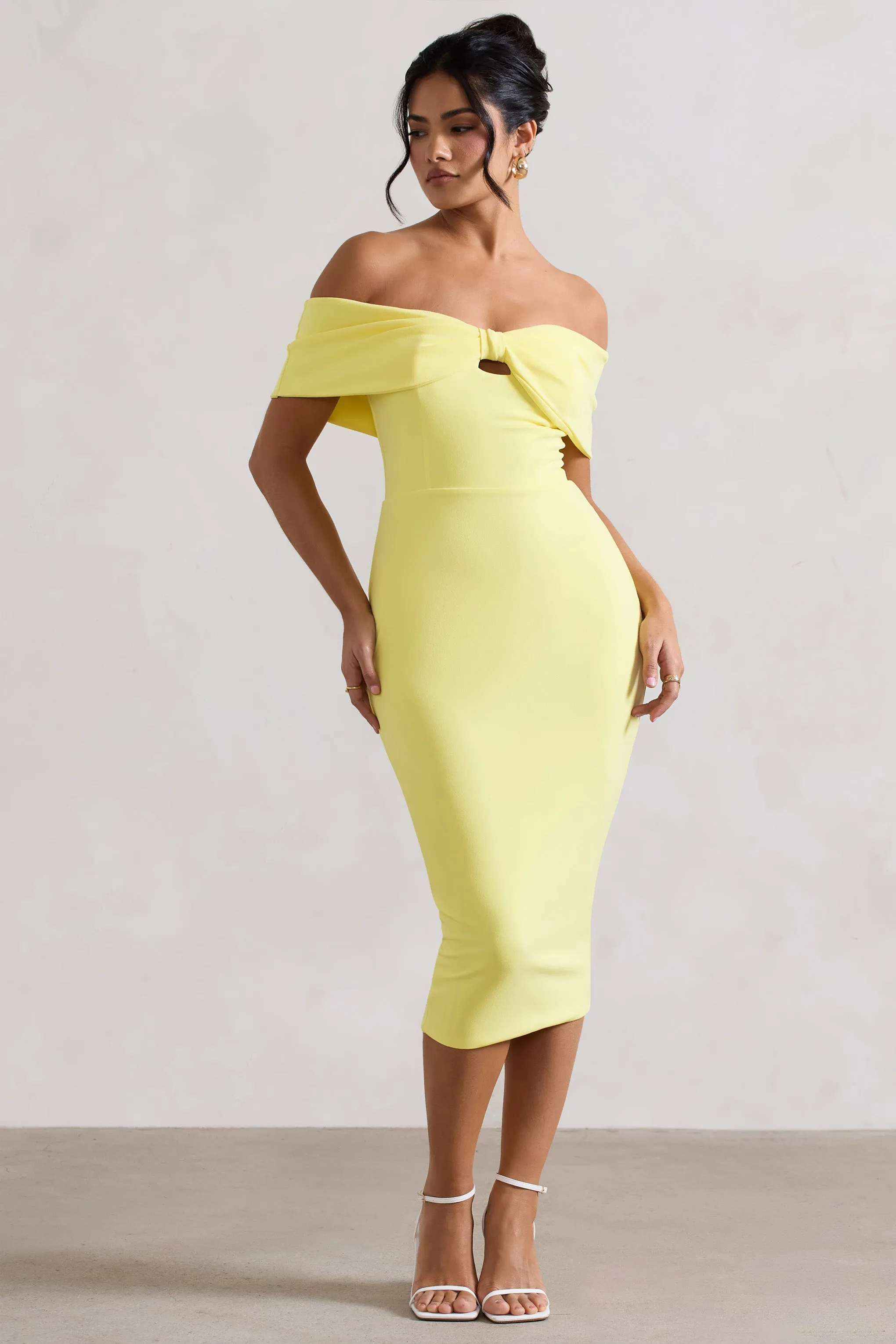Hope | Lemon Bow Bardot Midi Dress sold by Club L London product image thumbnail 4