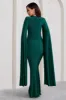 Kimmy | Bottle Green High Neck Maxi Dress With Cape Sleeves sold by Club L London