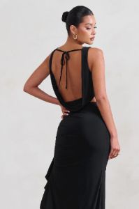 Femme Classique | Black Cowl Crop Top sold by Club L London