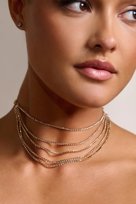 Hattie | Gold Multi Layered Necklace sold by Club L London