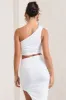 Eclipse | White One Shoulder Ruched Crop Top sold by Club L London