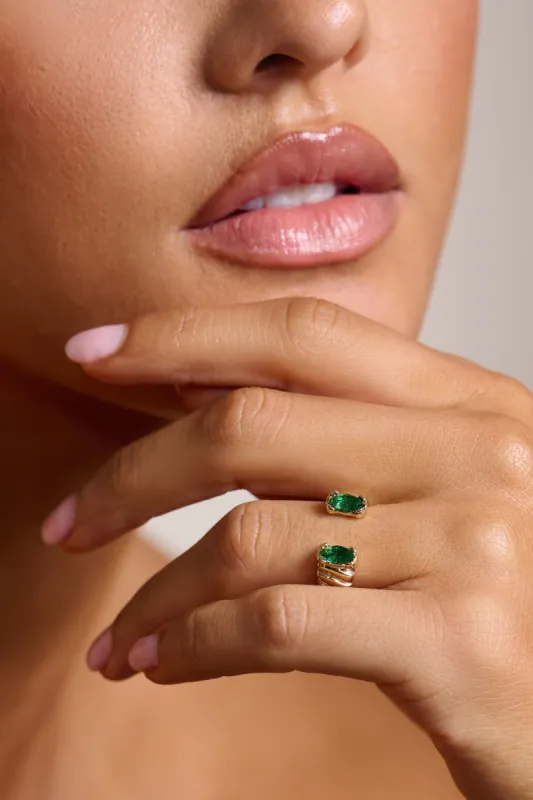 Benita | Emerald Green Pendant Open Ring sold by Club L London