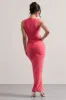 Santana | Coral Plunge-Neck Split Maxi Dress With Knot Detail sold by Club L London