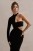 Socialite | Black One-Sleeve Cut-Out Maxi Dress sold by Club L London
