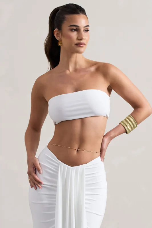 Vada | White Bandeau Crop Top sold by Club L London