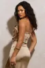 Perfect Gift | Champagne Satin Draped Bow Crop Top sold by Club L London