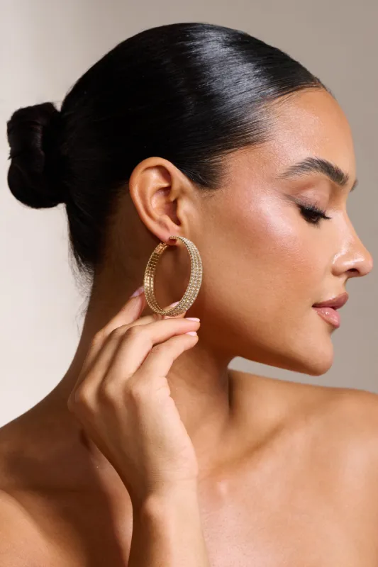 Emelia | Gold Layered Large Hoop Earrings sold by Club L London