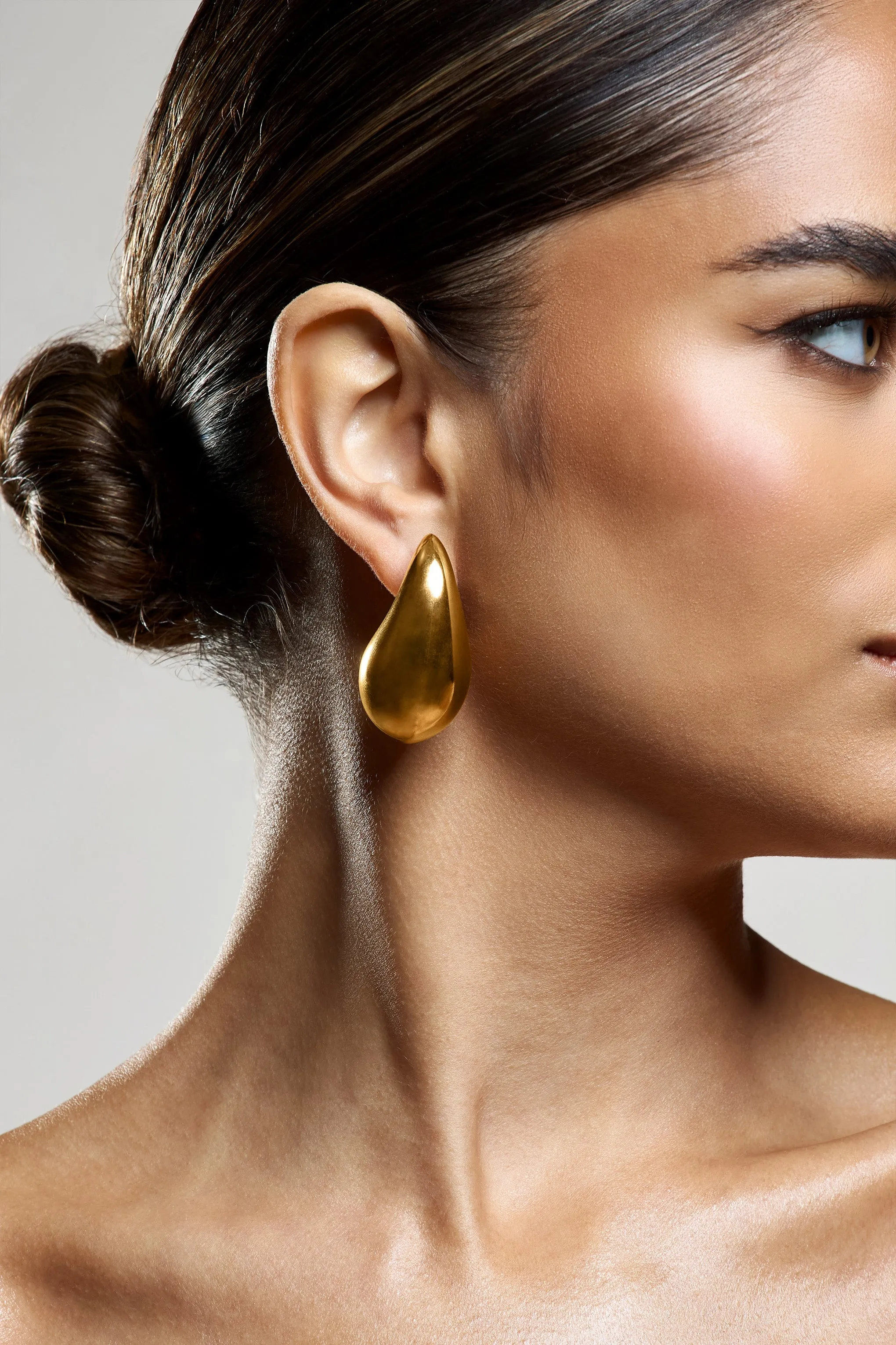 Brandy | Gold Chunky Teardrop Earrings sold by Club L London product image thumbnail 4