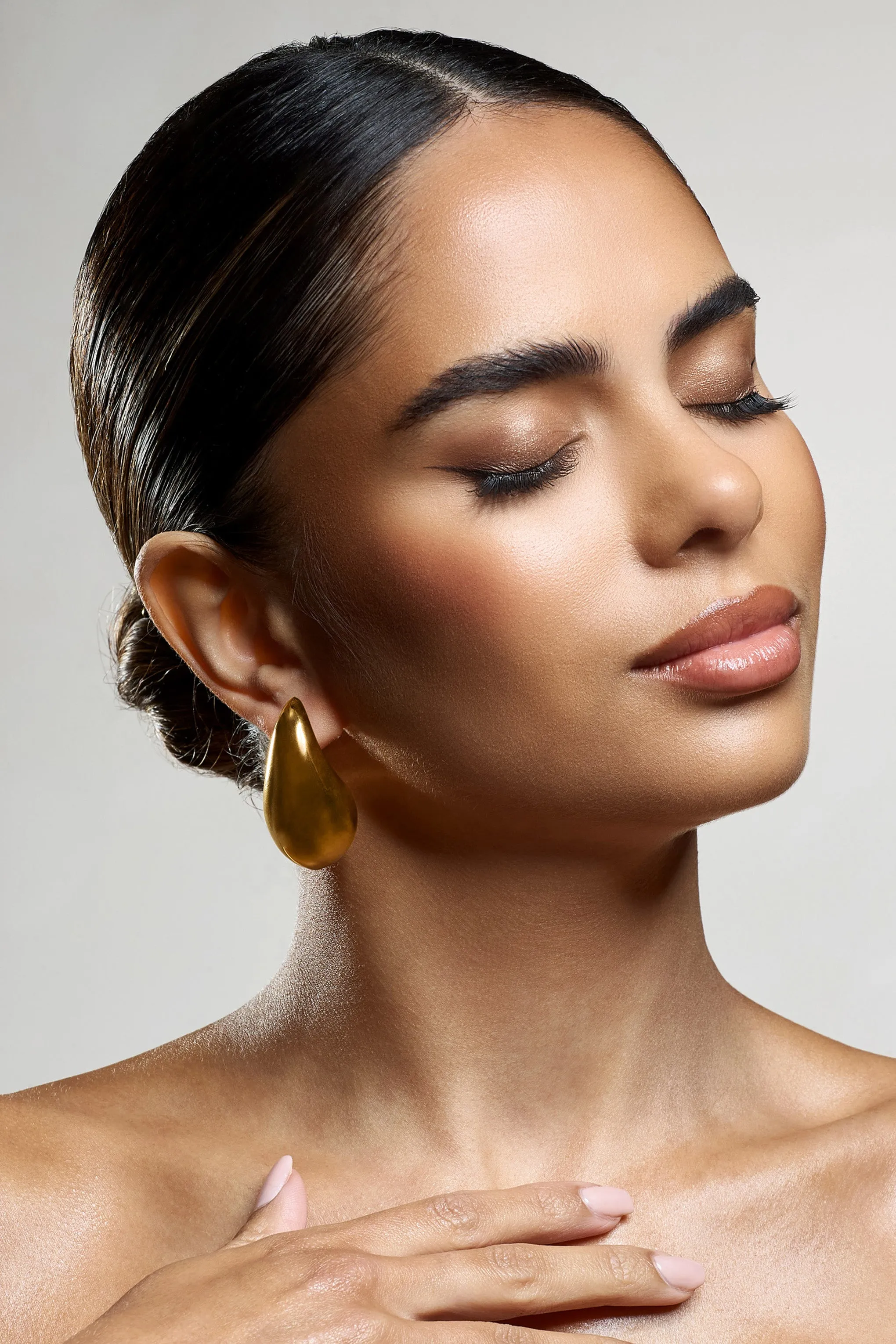 Brandy | Gold Chunky Teardrop Earrings sold by Club L London product image thumbnail 2