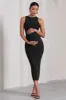 Paige | Black Sleeveless Split Maternity Midi Dress sold by Club L London