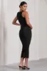 Paige | Black Sleeveless Split Maternity Midi Dress sold by Club L London