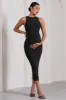 Paige | Black Sleeveless Split Maternity Midi Dress sold by Club L London